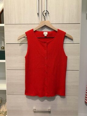 Knit Ribbed Button-Front Tank